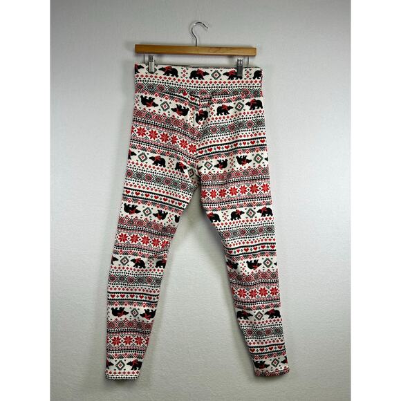 No Boundaries Fair Isle Bear Christmas holiday leggings large - Picture 4 of 7